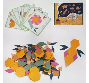 Деревянная игра С 49922 (48) “Танграм”, 155 деталей, 12 карточек, 24 модели, в коробке