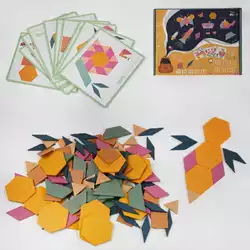 Деревянная игра С 49922 (48) “Танграм”, 155 деталей, 12 карточек, 24 модели, в коробке