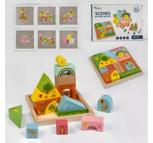 Деревянная логическая игра С 48705 (36) “Лесная история”, 16 строительных блоков, в коробке