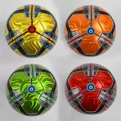 Мяч футбольный M 44473 (60)  4 вида, вес 330-350 грамм, материал PU, баллон резиновый, размер №5
