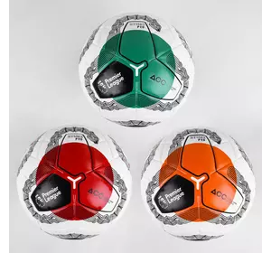 Мяч футбольный C 44616 (30) 3 вида, вес 420 грамм, материал PU, баллон резиновый, клееный, (поставляется накачанным на 80)