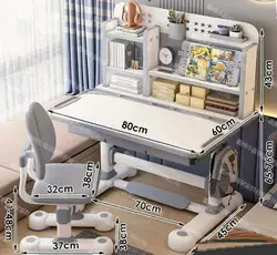 Парта дитяча зі стільчиком S-82045 (1) колір сірий, з полицями, регульована висота та нахил , з лампою, в коробці Парта дитяча зі стільчиком S-82045 (1) колір сірий, з полицями, регульована висота та нахил , з лампою, в коробці