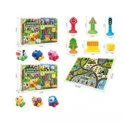 Набор машин JZD - 111 (12) 2 вида, игровой коврик 145х98 см, 3 машинки, декорации,  в коробке Набор машин JZD - 111 (12) 2 вида, игровой коврик 145х98 см, 3 машинки, декорации,  в коробке