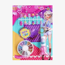 Набір для манікюру 9222 C (432/2) тіпси, стрічка, лак, стрази, каблучка, на листі Набір для манікюру 9222 C (432/2) тіпси, стрічка, лак, стрази, каблучка, на листі