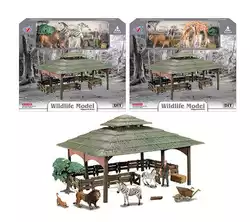 Ферма Q 9899 ZJ114 (8) "Дикие животные", 2 вида, 23 элемента, 4 фигурки животных, фермер, аксессуары, в коробке Ферма Q 9899 ZJ114 (8) "Дикие животные", 2 вида, 23 элемента, 4 фигурки животных, фермер, аксессуары, в коробке