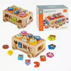 Ігровий центр С 67018 (24) “Трейлер з тваринами”, дерев’яний, каталка, сортер, в коробці Ігровий центр С 67018 (24) “Трейлер з тваринами”, дерев’яний, каталка, сортер, в коробці