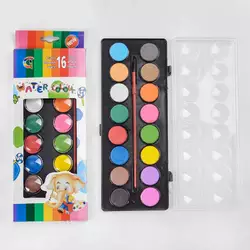 Акварельні фарби С 37142 (144) палітра 16 кольорів, пензлик в наборі Акварельні фарби С 37142 (144) палітра 16 кольорів, пензлик в наборі