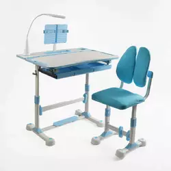 Парта дитяча зі стільчиком S-71400 (1) колір синій, регульована висота та нахил, з лампою, в коробці Парта дитяча зі стільчиком S-71400 (1) колір синій, регульована висота та нахил, з лампою, в коробці
