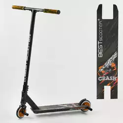 Самокат трюковый 65640 Best Scooter (4) "CRASH" HIC-система, ПЕГИ, алюминиевый диск и дека, колёса 110мм PU, ширина руля - 57 см, в коробке