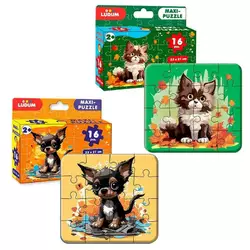 гр Максі-пазл "Котик3+Собачка" ME5032-08 (60) "Ludum", 2 пазли по 16 елементів, в коробці гр Максі-пазл "Котик3+Собачка" ME5032-08 (60) "Ludum", 2 пазли по 16 елементів, в коробці