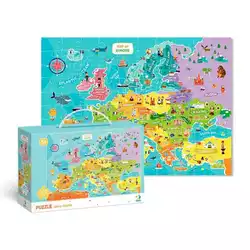 гр Пазлы картонные (5-7 лет) "Карта Европы" англ. версия 300124 (10) 100 элементов, в коробке "Dodo"
