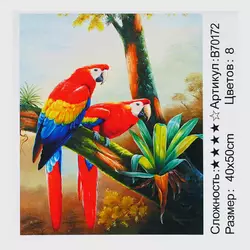 Картина за номерами + Алмазна мозаїка B 70172 (30) "TK Group", 40х50 см, "Папуги", в коробці Картина за номерами + Алмазна мозаїка B 70172 (30) "TK Group", 40х50 см, "Папуги", в коробці