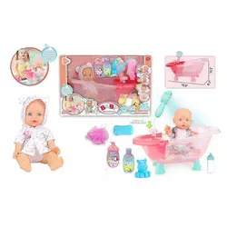 Пупс 8933 B-6 (12) висота 28 см, ванночка, помпова подача води, аксесуари, знімний одяг, в коробці Пупс 8933 B-6 (12) висота 28 см, ванночка, помпова подача води, аксесуари, знімний одяг, в коробці