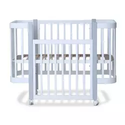 гр Ліжечко дитяче "МІЯ" (1) бук, шарнір-підшипник, опускна боковина (біле+сіра стійка) гр Ліжечко дитяче "МІЯ" (1) бук, шарнір-підшипник, опускна боковина (біле+сіра стійка)