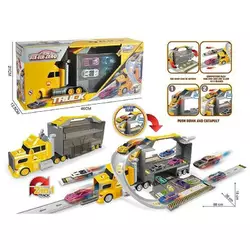 Трейлер 660 S-45 (24/2) трек, довжина треку:  86 см, механічний запускач, 4 металопластикові моделі, дорожні знаки, наліпки, в коробці Трейлер 660 S-45 (24/2) трек, довжина треку:  86 см, механічний запускач, 4 металопластикові моделі, дорожні знаки, наліпки, в коробці