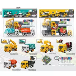 Набір машин JW 567-046 (96/2) “City Truck”, 2 види,  інерція, 3 машинки, килимок, в пакеті Набір машин JW 567-046 (96/2) “City Truck”, 2 види,  інерція, 3 машинки, килимок, в пакеті