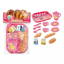 Набір продуктів 99007 (120/2) таця, 2 чашки, 2 блюдця, чайничок, ніж, ложка, вилка, круасан, багет, хліб, коробочки з молоком і соком, в пакеті Набір продуктів 99007 (120/2) таця, 2 чашки, 2 блюдця, чайничок, ніж, ложка, вилка, круасан, багет, хліб, коробочки з молоком і соком, в пакеті