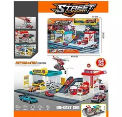 Трек MH 182 (24/2) 54 елементи, наліпки, 2 машинки, вертоліт, в коробці Трек MH 182 (24/2) 54 елементи, наліпки, 2 машинки, вертоліт, в коробці