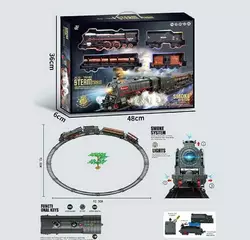 Залізниця 601 B (12) 4 вагони довжиною 72 см, дорога 92.5х92.5 см, світло, пара, звук-беззвуч. режим, рух вперед-назад, ак. 3.7V, в коробці Залізниця 601 B (12) 4 вагони довжиною 72 см, дорога 92.5х92.5 см, світло, пара, звук-беззвуч. режим, рух вперед-назад, ак. 3.7V, в коробці