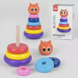 гр Пірамідка дерев`яна 91552 (24) "4FUN Game Club Wood", "Сова", нелягайко, 5 кілець, в коробці гр Пірамідка дерев`яна 91552 (24) "4FUN Game Club Wood", "Сова", нелягайко, 5 кілець, в коробці