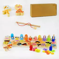 Логічна дерев’яна дошка C 54738 (18) сортер, кілочки, магнітна риболовля, в коробці Логічна дерев’яна дошка C 54738 (18) сортер, кілочки, магнітна риболовля, в коробці