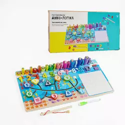 Логічна дерев’яна дошка “Диво-логіка” 47699 №2 "Цифри"(24) "WToys" магнітна риболовля,пальчиковий лабіринт, дошка для малювання, в коробці Логічна дерев’яна дошка “Диво-логіка” 47699 №2 "Цифри"(24) "WToys" магнітна риболовля,пальчиковий лабіринт, дошка для малювання, в коробці