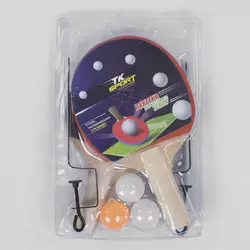 Набір ракеток для пінг-понгу С 34457 (50) "TK Sport" з сіткою, 2 ракетки + 3 кульки, в слюді Набір ракеток для пінг-понгу С 34457 (50) "TK Sport" з сіткою, 2 ракетки + 3 кульки, в слюді