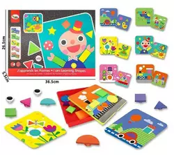 Мозаїка 66829 (48/2) "Вивчення фігур", 12 карток, 22 елементи, основа-платформа, у коробці Мозаїка 66829 (48/2) "Вивчення фігур", 12 карток, 22 елементи, основа-платформа, у коробці