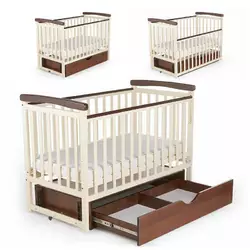 гр Ліжечко БУК "Мрія" колір ванільно-горіховий, з шухлядою DS-302 (1) маятниковий механізм гр Ліжечко БУК "Мрія" колір ванільно-горіховий, з шухлядою DS-302 (1) маятниковий механізм