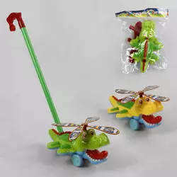 Каталка 367 (60/2) "Крокодил", 2 кольори, дзвіночок, з ручкою, в пакеті Каталка 367 (60/2) "Крокодил", 2 кольори, дзвіночок, з ручкою, в пакеті