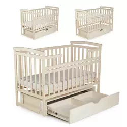 гр Ліжечко "Трансформер" колір - ваніль, з шухлядою DS-102 (1) маятниковий механізм гр Ліжечко "Трансформер" колір - ваніль, з шухлядою DS-102 (1) маятниковий механізм