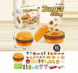 Набір продуктів CB 599 Y9 (30) 62 елементи, великий бургер-бокс, продукти на липучках, посуд, таця, дошка для нарізання, ножичок, в коробці Набір продуктів CB 599 Y9 (30) 62 елементи, великий бургер-бокс, продукти на липучках, посуд, таця, дошка для нарізання, ножичок, в коробці
