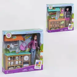 Кукла JX 200-67/JX 200-69 (24/2) "Магазин", 2 вида, прилавок, продукты, аксессуары, в коробке