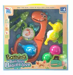 Игра для ванны 77016 (30) "Морские обитатели", 3 мячика, 3 заводных игрушки, кольцо, в коробке