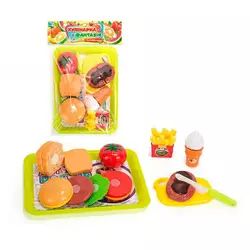 Набір продуктів “Кулінарна фантазія” 551188 (96/2) "WToys", 18 елементів, на липучках, дошка для нарізання, ніж, таця, у пакеті Набір продуктів “Кулінарна фантазія” 551188 (96/2) "WToys", 18 елементів, на липучках, дошка для нарізання, ніж, таця, у пакеті