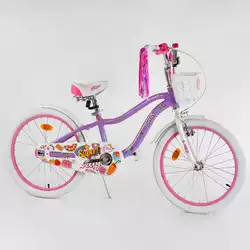 Велосипед 20" дюймов 2-х кол. "CORSO Sweety" SW-20714 / 207140 (1) ФИОЛЕТОВЫЙ, алюминиевая рама 11’’, ручной тормоз, украшения, собран на 75
