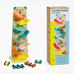 Трек C 61463 (24) "WToys", 8 спусків, 4 машинки, дерев’яний, в коробці Трек C 61463 (24) "WToys", 8 спусків, 4 машинки, дерев’яний, в коробці