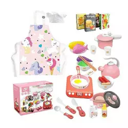 Набір посуду 168-97 (36) імітація електричної плити, таймер, світло, звук, фрази англ. мовою, ковпак, фартух, чайник, посуд, в коробці Набір посуду 168-97 (36) імітація електричної плити, таймер, світло, звук, фрази англ. мовою, ковпак, фартух, чайник, посуд, в коробці