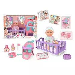 Пупс 9933 A-6 (12) висота 28 см, ліжечко, знімний одяг, стільчик для годування, аксесуари, в коробці Пупс 9933 A-6 (12) висота 28 см, ліжечко, знімний одяг, стільчик для годування, аксесуари, в коробці