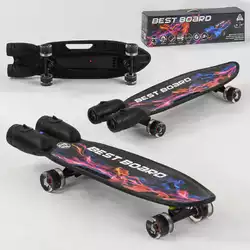 Скейтборд S-00501 Best Board (4) с музыкой и дымом, USB зарядка, аккумуляторные батарейки, колеса PU со светом 60х45мм