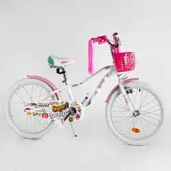 Велосипед 20" дюймов 2-х кол. "CORSO Sweety" SW-20603 / 206037 (1) БЕЛЫЙ, алюминиевая рама 11’’, ручной тормоз, украшения, собран на 75