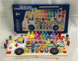 Логічна дерев’яна дошка C 53625 (30) сортер, пазл, магнітна риболовля, назви цифр та фігур англ. мовою, кілочки, кольорові кільця, в коробці Логічна дерев’яна дошка C 53625 (30) сортер, пазл, магнітна риболовля, назви цифр та фігур англ. мовою, кілочки, кольорові кільця, в коробці