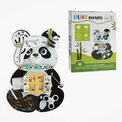 Бізіборд дерев`яний C 68272 (9) “Панда”, 9 ігор, пальчиковий лабіринт, магнітна гра, спінер, дверцята, рахівниця, лампа, в коробці Бізіборд дерев`яний C 68272 (9) “Панда”, 9 ігор, пальчиковий лабіринт, магнітна гра, спінер, дверцята, рахівниця, лампа, в коробці