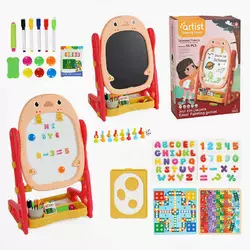Мольберт 050-54 (18) двосторонній, крейда, маркери, стиранка, магніти, настільні ігри, фішки, в коробці Мольберт 050-54 (18) двосторонній, крейда, маркери, стиранка, магніти, настільні ігри, фішки, в коробці