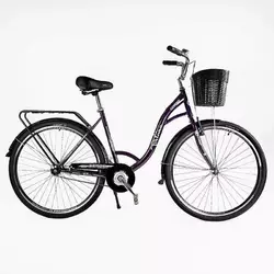 Велосипед міський Corso «FORTUNA» 28`` FR-28077 + КОШИК (1) ТЕМНО-ФІОЛЕТОВИЙ, одношвидкісний, сталева рама 20``, корзина, багажник Велосипед міський Corso «FORTUNA» 28`` FR-28077 + КОШИК (1) ТЕМНО-ФІОЛЕТОВИЙ, одношвидкісний, сталева рама 20``, корзина, багажник