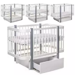 гр Ліжечко БУК "Світанок" колір біло-сірий, з шухлядою DS-9012 (1) маятниковий механізм гр Ліжечко БУК "Світанок" колір біло-сірий, з шухлядою DS-9012 (1) маятниковий механізм