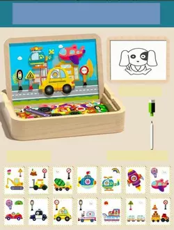 Дерев’яна магнітна дошка C 75302 (32) “Транспорт”, магнітні елементи, маркер пиши-витирай, в коробці ¶ Дерев’яна магнітна дошка C 75302 (32) “Транспорт”, магнітні елементи, маркер пиши-витирай, в коробці ¶