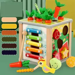 Куб логічний C 74168 (18) дерев`яний, 6 в 1, ксилофон, годинник, магнітна гра, морквини, пальчикові ігри, шестерні, сортер,  у коробці Куб логічний C 74168 (18) дерев`яний, 6 в 1, ксилофон, годинник, магнітна гра, морквини, пальчикові ігри, шестерні, сортер,  у коробці