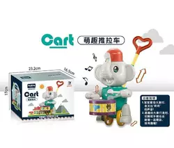 Каталка 0356-2 (32) "Слоненятко", розмір - 13х14х61 см, рухомі елементи, звук барабану, ручка, в коробці Каталка 0356-2 (32) "Слоненятко", розмір - 13х14х61 см, рухомі елементи, звук барабану, ручка, в коробці