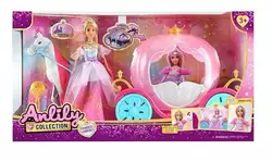 Лялька з каретою 616851 (6) світло, висота ляльки 30 см, шарнірні кінцівки, намисто, корона, кінь із сідлом, карета, дверцята відчиняються, в коробці Лялька з каретою 616851 (6) світло, висота ляльки 30 см, шарнірні кінцівки, намисто, корона, кінь із сідлом, карета, дверцята відчиняються, в коробці